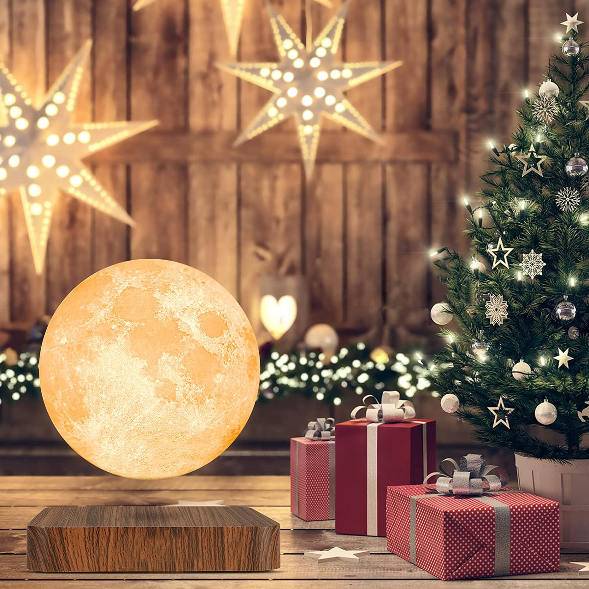 Levitating Moon Lamp – Magnetic Floating Night Light, Wireless Charging Base