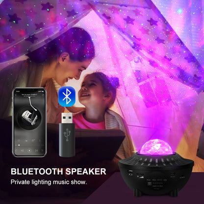 Galaxy Star Projector – Bluetooth Speaker Night Light with Remote, 21 Color Modes