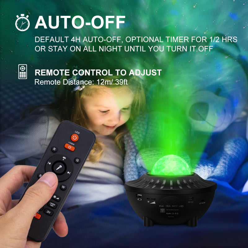 Galaxy Star Projector – Bluetooth Speaker Night Light with Remote, 21 Color Modes
