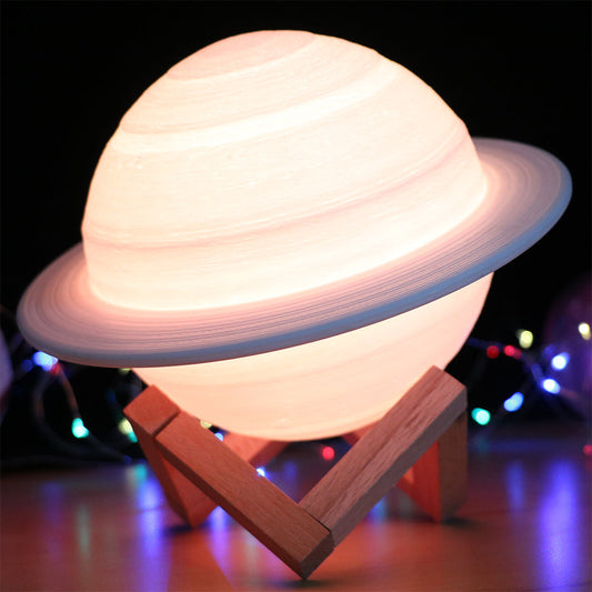 Saturn Lamp – 3D Printed Night Light with Rings, 3 Sizes