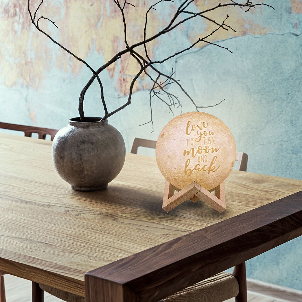 "Love You to the Moon and Back" Engraved Moon Lamp – 16 Colors, 7 Sizes