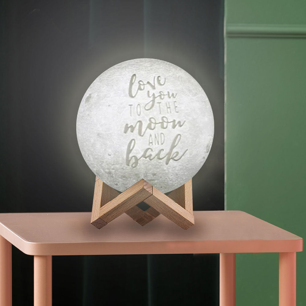 "Love You to the Moon and Back" Engraved Moon Lamp – 16 Colors, 7 Sizes