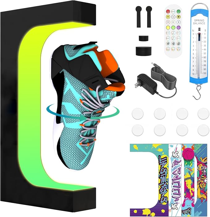 Floating Sneaker Display Rack | Magnetic Levitation Rotating LED Stand for Shoe Collectors