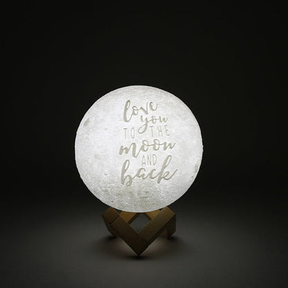 "Love You to the Moon and Back" Engraved Moon Lamp – 16 Colors, 7 Sizes