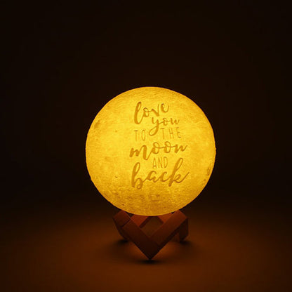 "Love You to the Moon and Back" Engraved Moon Lamp – 16 Colors, 7 Sizes