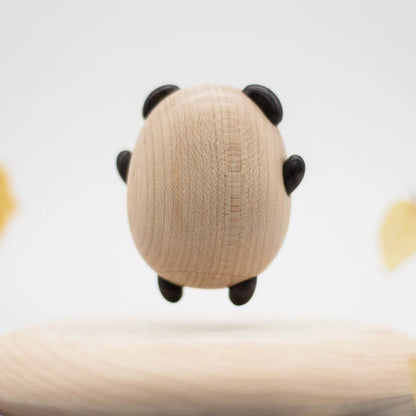 Levitating Panda Wooden Sculpture detail