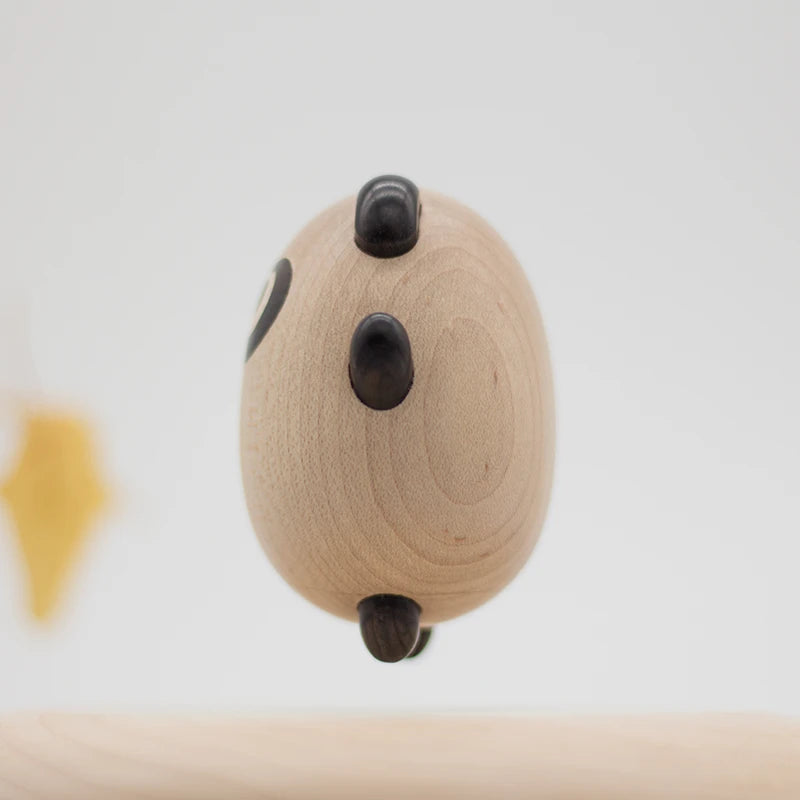 Levitating Panda Wooden Sculpture detail