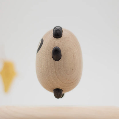 Levitating Panda Wooden Sculpture detail