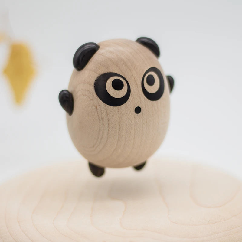 Levitating Panda Wooden Sculpture detail