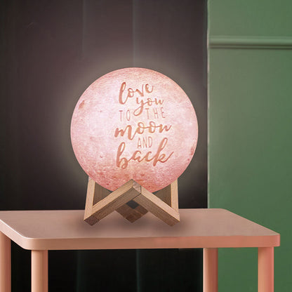 "Love You to the Moon and Back" Engraved Moon Lamp – 16 Colors, 7 Sizes