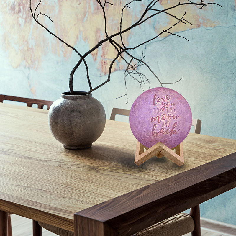 "Love You to the Moon and Back" Engraved Moon Lamp – 16 Colors, 7 Sizes