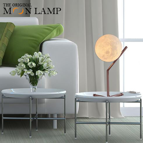 Moon Table Lamp with Wooden Stand – 3D Printed Night Light for Desk & Nightstand
